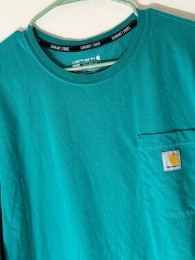 Carhartt Force Pocket T Shirt Mens 2XL Relaxed Fit Green Workwear Logo Tee